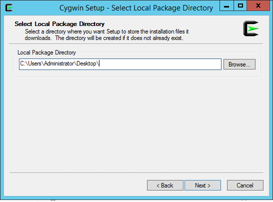 Cygwin Setup - Choose Local Package Directory
