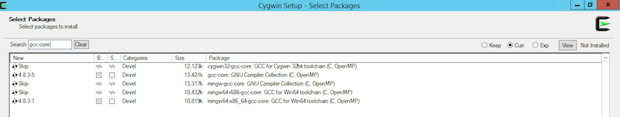 Cygwin Setup - Select Packages Search